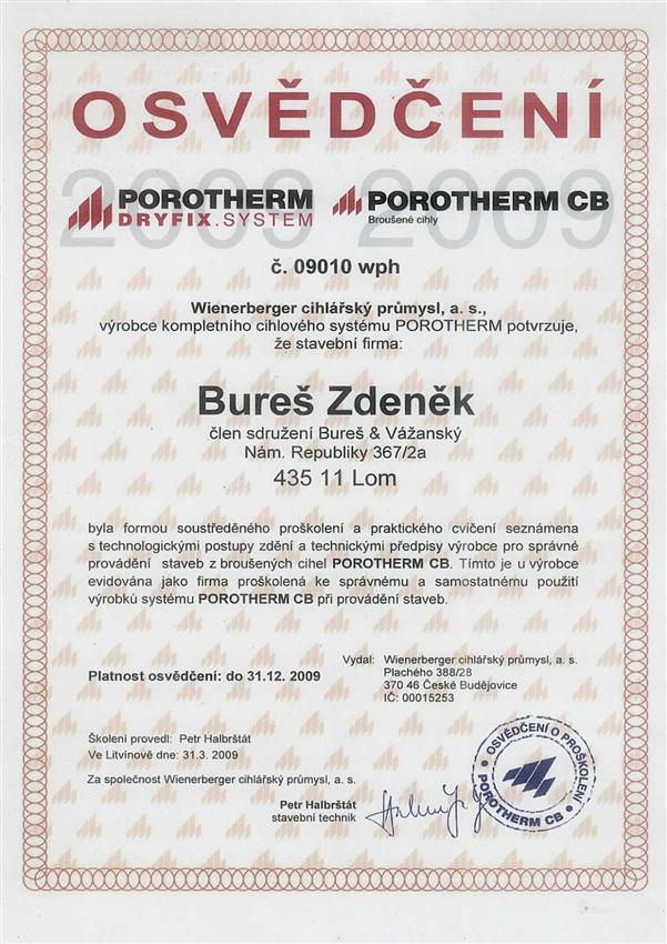 Certifikát Porotherm