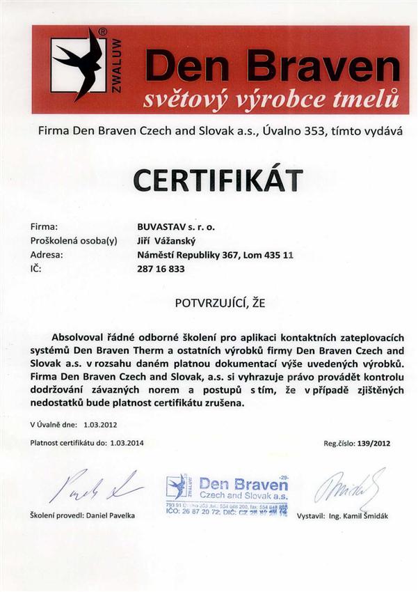 Certifikát Den Braven